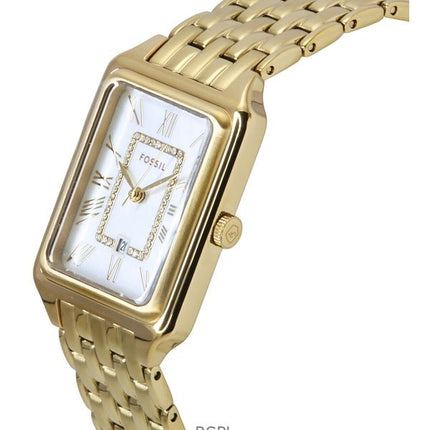 Orologio da donna Fossil Raquel in acciaio inossidabile color oro con quadrante in madreperla bianca e quarzo ES5304