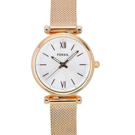 Orologio da donna Fossil Carlie in acciaio inossidabile color oro rosa con quadrante argentato al quarzo ES5314SET con set regal