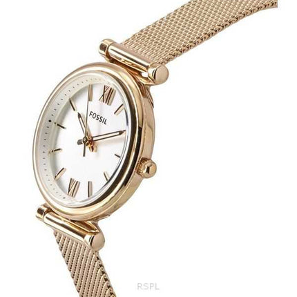 Orologio da donna Fossil Carlie in acciaio inossidabile color oro rosa con quadrante argentato al quarzo ES5314SET con set regal