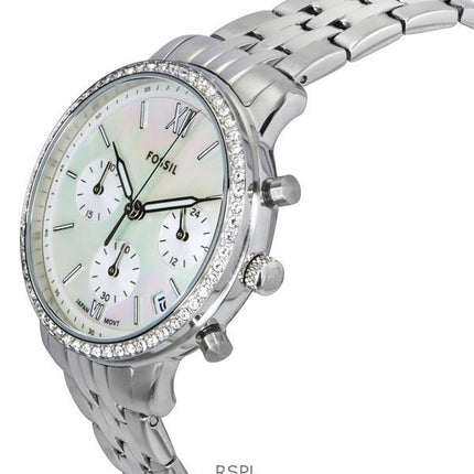 Orologio da donna Fossil Neutra Chronograph Crystal Accents in acciaio inossidabile con quadrante in madreperla bianca al quarzo