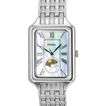 Orologio da donna Fossil Raquel in acciaio inossidabile con sole e luna, multifunzione, quadrante in madreperla, al quarzo ES5400
