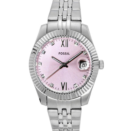 Orologio da donna Fossil Scarlette in acciaio inossidabile con quadrante rosa Sunray al quarzo ES5403
