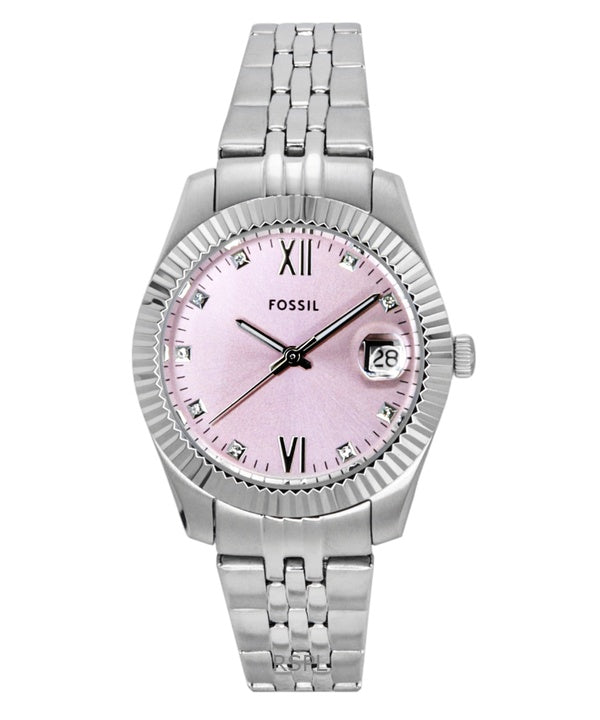 Orologio da donna Fossil Scarlette in acciaio inossidabile con quadrante rosa Sunray al quarzo ES5403