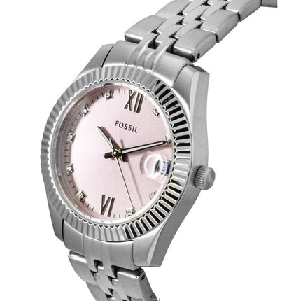 Orologio da donna Fossil Scarlette in acciaio inossidabile con quadrante rosa Sunray al quarzo ES5403