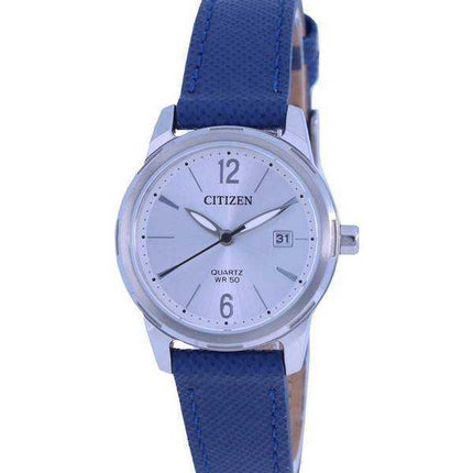 Citizen quadrante argento cinturino in pelle quarzo EU6070-19A orologio da donna