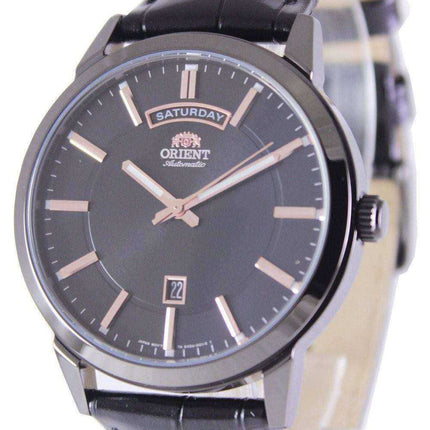 Orologio da uomo con cinturino in pelle quadrante nero automatico EV0U001B Orient