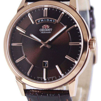 Orologio da uomo con cinturino in pelle quadrante marrone automatico EV0U002T
