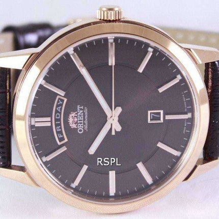 Orologio da uomo con cinturino in pelle quadrante marrone automatico EV0U002T
