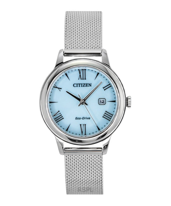 Orologio da donna Citizen Elegance in acciaio inossidabile con quadrante blu Eco-Drive EW2621-75M 100M