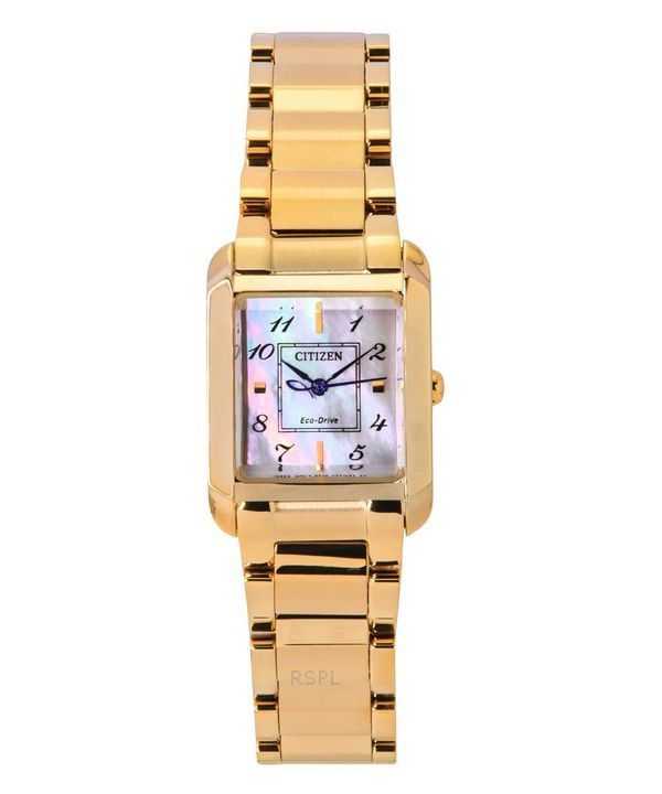 Orologio da donna Citizen L Square in acciaio inossidabile color oro rosa con quadrante in madreperla Eco-Drive EW5603-89Y