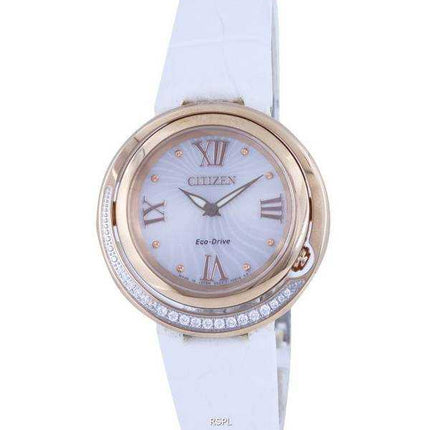 Orologio da donna Citizen Diamond Accents in pelle quadrante argento Eco-Drive EX1122-07A.G
