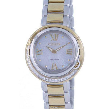 Citizen Diamond Accents Orologio da donna in acciaio inossidabile bicolore con quadrante argentato Eco-Drive EX1124-52D.G