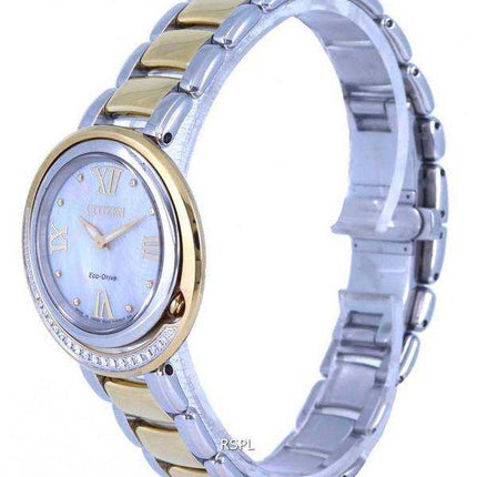 Citizen Diamond Accents Orologio da donna in acciaio inossidabile bicolore con quadrante argentato Eco-Drive EX1124-52D.G