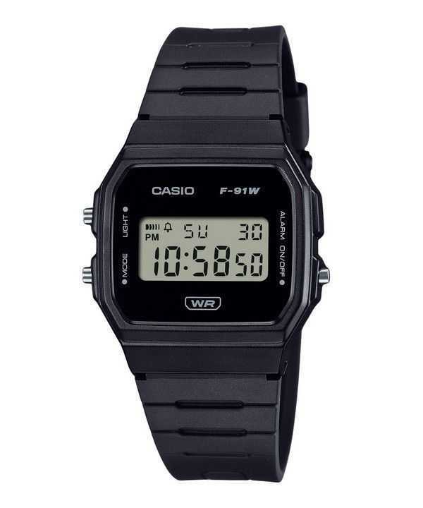 Casio POP Digital Nero Cinturino in Resina a Base Biologica Quarzo F-91WB-1A Orologio Unisex