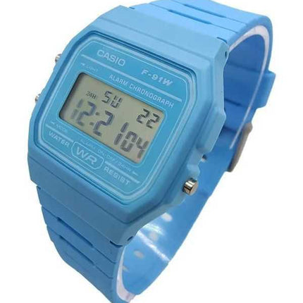 Orologio unisex Casio digitale con cinturino in resina blu al quarzo F-91WC-2A