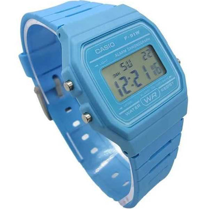 Orologio unisex Casio digitale con cinturino in resina blu al quarzo F-91WC-2A
