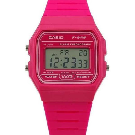 Orologio Casio Digitale F-91WC-4A al quarzo con cinturino in resina rosa unisex