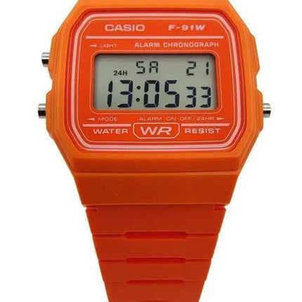 Orologio unisex Casio digitale con cinturino in resina arancione al quarzo F-91WC-4A2