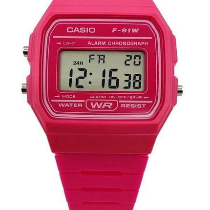 Orologio Casio Digitale F-91WC-4A al quarzo con cinturino in resina rosa unisex