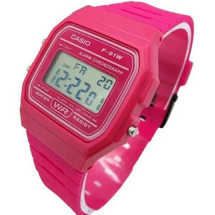 Orologio Casio Digitale F-91WC-4A al quarzo con cinturino in resina rosa unisex