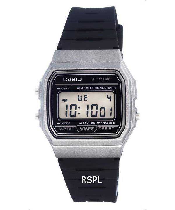 Orologio da uomo Casio digitale in resina quadrante nero al quarzo F-91WM-1B F91WM-1B