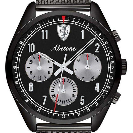 Ferrari Scuderia Abetone quadrante nero in acciaio inossidabile quarzo 0830573 Orologio da uomo