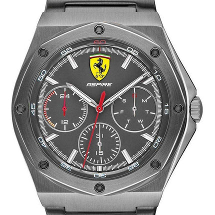 Orologio da uomo Ferrari Scuderia Aspire quadrante grigio con cinturino in acciaio inossidabile al quarzo 0830695