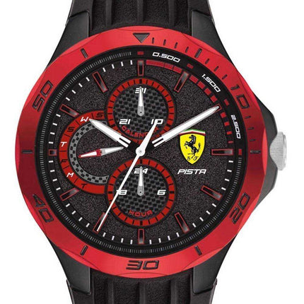Ferrari Scuderia Pista quadrante nero cinturino in silicone quarzo 0830721 Orologio da uomo