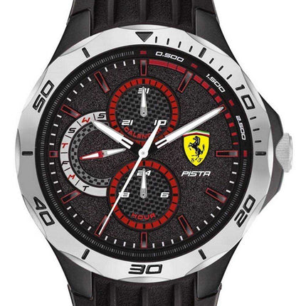 Ferrari Scuderia Pista quadrante nero cinturino in silicone quarzo 0830722 Orologio da uomo