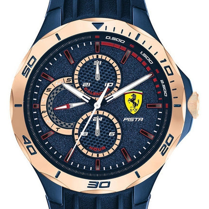 Ferrari Scuderia Pista quadrante blu cinturino in silicone al quarzo 0830724 Orologio da uomo