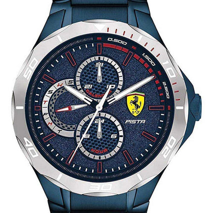 Orologio da uomo Ferrari Scuderia Pista quadrante blu in acciaio inossidabile al quarzo 0830759