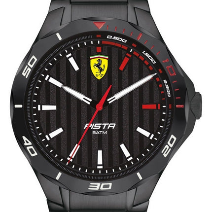 Ferrari Scuderia Pista quadrante nero in acciaio inossidabile al quarzo 0830763 Orologio da uomo