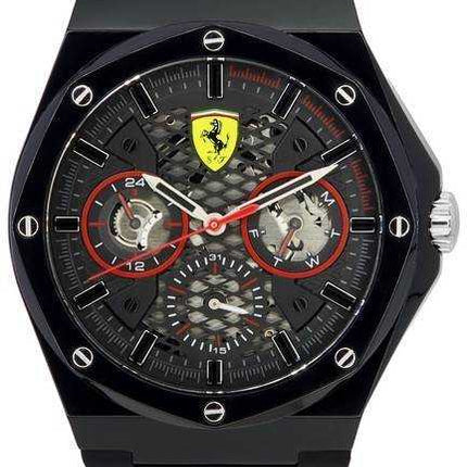 Scuderia Ferrari Aspire cinturino in caucciù quadrante nero quarzo 0830785 orologio da uomo