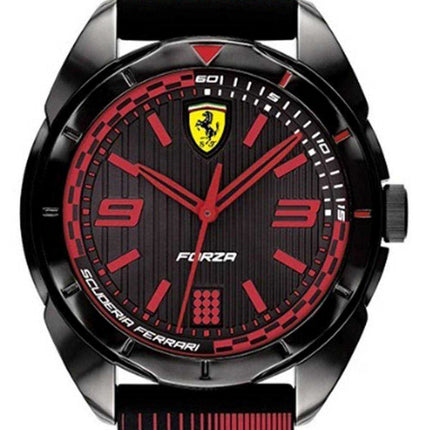 Ferrari Scuderia Forza quadrante nero cinturino in silicone quarzo 0840034 orologio da uomo