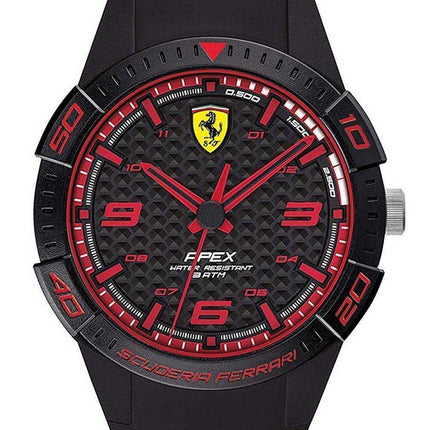 Ferrari Scuderia Apex quadrante nero cinturino in silicone quarzo 0840036 Orologio unisex
