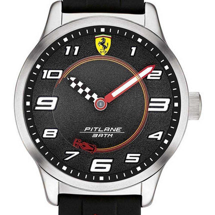 Ferrari Scuderia Pitlane Black Dial Silicon Band Quartz 0860012 Orologio unisex