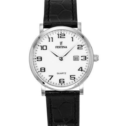 Orologio da donna Festina Classic con cinturino in pelle e quadrante bianco al quarzo F16477-1