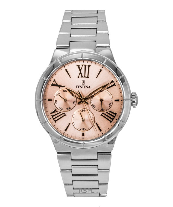 Orologio da donna Festina Boyfriend in acciaio inossidabile multifunzione con quadrante rosa al quarzo F16716-3