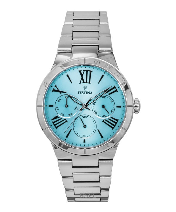 Orologio da donna Festina Boyfriend in acciaio inossidabile multifunzione con quadrante blu ghiaccio al quarzo F16716-4