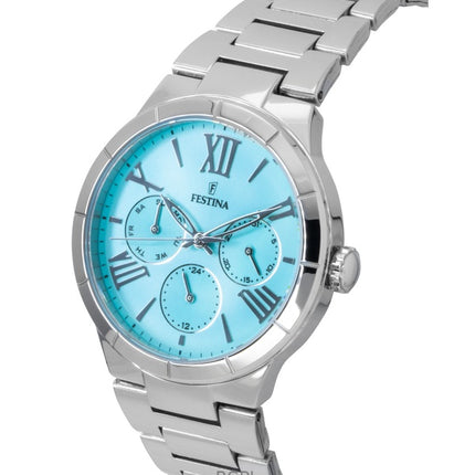 Orologio da donna Festina Boyfriend in acciaio inossidabile multifunzione con quadrante blu ghiaccio al quarzo F16716-4