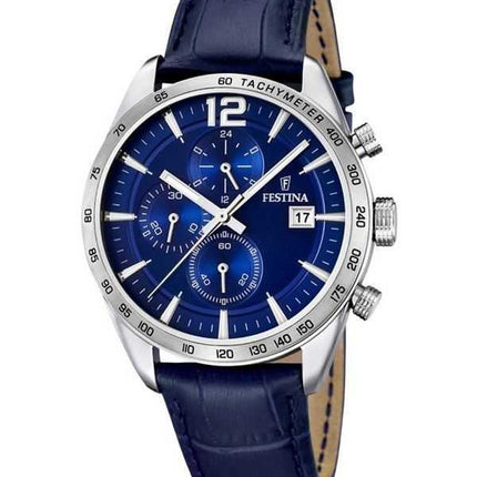 Festina Timeless Cronografo Cinturino in Pelle Quadrante Blu Quarzo F16760-3 Orologio da Uomo