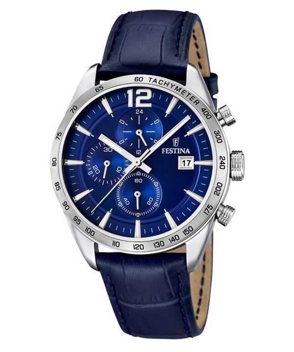 Festina Timeless Cronografo Cinturino in Pelle Quadrante Blu Quarzo F16760-3 Orologio da Uomo