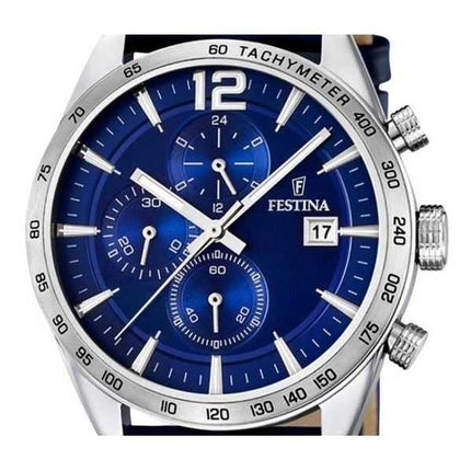 Festina Timeless Cronografo Cinturino in Pelle Quadrante Blu Quarzo F16760-3 Orologio da Uomo