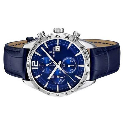 Festina Timeless Cronografo Cinturino in Pelle Quadrante Blu Quarzo F16760-3 Orologio da Uomo