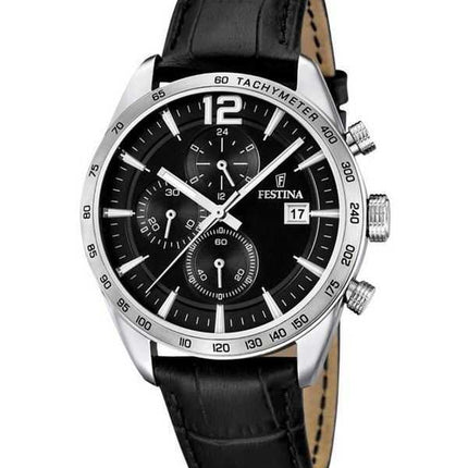 Festina Timeless Cronografo Cinturino in Pelle Quadrante Nero Quarzo F16760-4 Orologio da Uomo