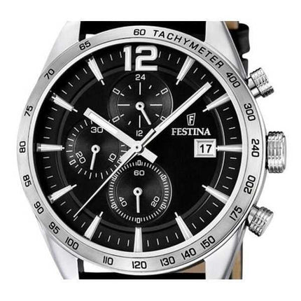 Festina Timeless Cronografo Cinturino in Pelle Quadrante Nero Quarzo F16760-4 Orologio da Uomo