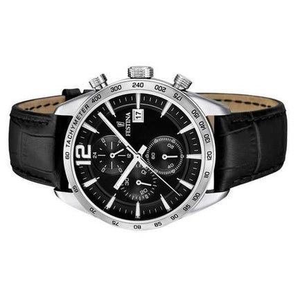 Festina Timeless Cronografo Cinturino in Pelle Quadrante Nero Quarzo F16760-4 Orologio da Uomo