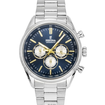 Orologio da uomo Festina Timeless Chronograph in acciaio inossidabile con quadrante blu al quarzo F16820-C