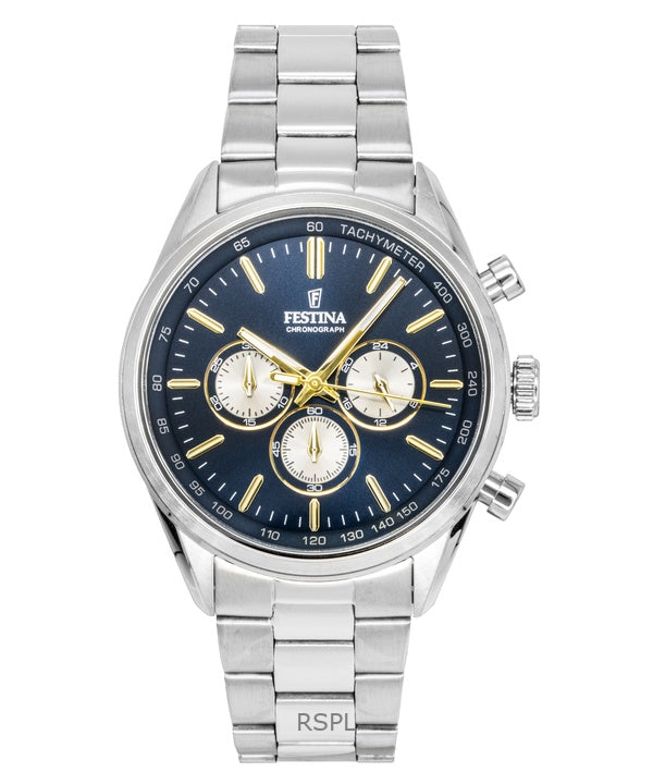 Orologio da uomo Festina Timeless Chronograph in acciaio inossidabile con quadrante blu al quarzo F16820-C