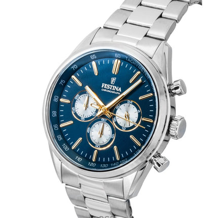 Orologio da uomo Festina Timeless Chronograph in acciaio inossidabile con quadrante blu al quarzo F16820-C